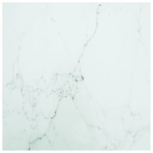 vidaXL bordplade 70x70 cm 6 mm hærdet glas med marmortekstur hvid