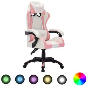 vidaXL gamingstol med LED-lys RGB-farver kunstlæder pink og sort