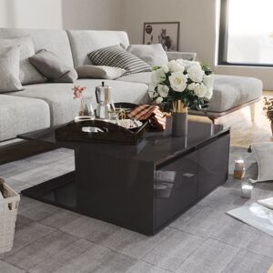 vidaXL sofabord 80x80x31 cm spånplade grå højglans