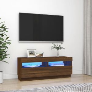 vidaXL tv-bord med LED-lys 100x35x40 cm brun eg