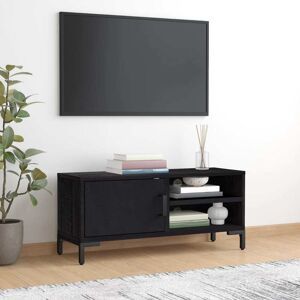 vidaXL tv-bord 90x30x40 cm massivt genanvendt fyrretræ sort