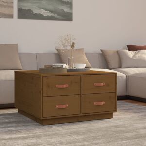 vidaXL sofabord 80x80x45 cm massivt fyrretræ gyldenbrun