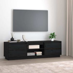 vidaXL tv-bord 140x35x40 cm massivt fyrretræ sort