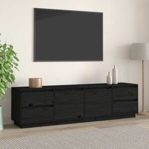 vidaXL tv-bord 176x37x47,5 cm massivt fyrretræ sort