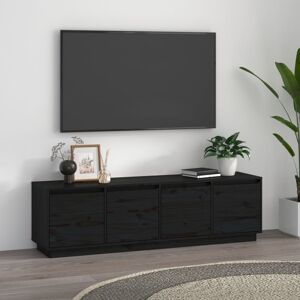 vidaXL tv-bord 156x37x45 cm massivt fyrretræ sort