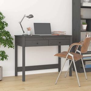 vidaXL skrivebord med skuffer 100x50x78 cm massivt fyrretræ grå