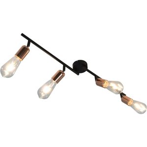 vidaXL 4-vejs spotlampe med glødepærer 2 W 60 cm E27 sort og kobber