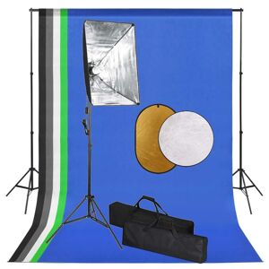 vidaXL fotostudiesæt med softbox-lamper, baggrund og reflektor