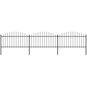 vidaXL havehegn med spydtop (1,25-1,5) x 5,1 m sort stål