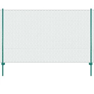 vidaXL trådhegn med stolper 25 x 2 m stål grøn