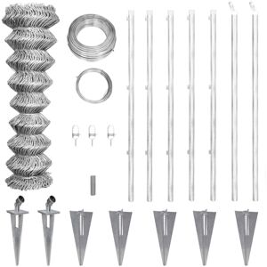 vidaXL fletvævshegn med stolpespyd galvaniseret stål 15 x 1 m