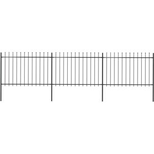 vidaXL havehegn med spydtop 5,1 x 1,2 m sort stål
