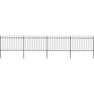 vidaXL havehegn med spydtop 6,8 x 1,2 m sort stål