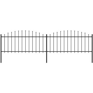 vidaXL havehegn med spydtop (0,5-0,75) x 3,4 m sort stål
