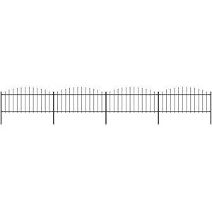 vidaXL havehegn med spydtop (0,5-0,75) x 6,8 m sort stål