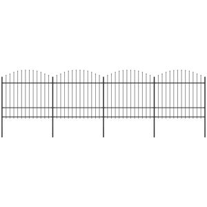 vidaXL havehegn med spydtop (1,5-1,75) x 6,8 m sort stål