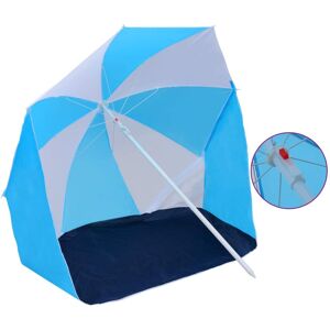 vidaXL strandparasol/strandtelt 180 cm stof blå og hvid