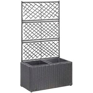 vidaXL espalier med plantekasse 2 krukker 58x30x107 polyrattan sort