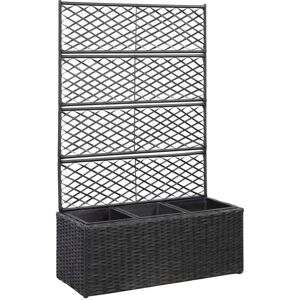 vidaXL espalier med plantekasse 3 krukker 83x30x130 cm polyrattan sort