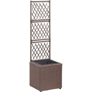 vidaXL espalier med hævet plantekasse 30x30x107 cm polyrattan brun