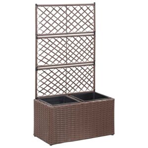 vidaXL espalier med plantekasse 2 krukker 58x30x107 polyrattan brun