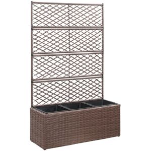 vidaXL espalier med plantekasse 3 krukker 83x30x130 cm polyrattan brun