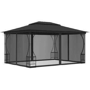 vidaXL pavillon med net 300x400x265 cm antracitgrå