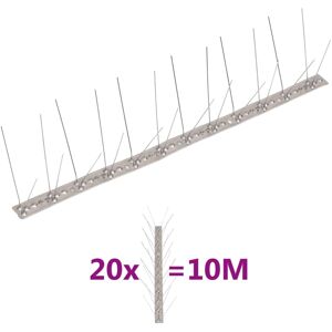 vidaXL fuglepigge i 4 rækker sæt med 20 stk. 10 m rustfrit stål