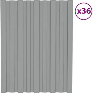 vidaXL tagplader 36 stk. 60x45 cm galvaniseret stål grå