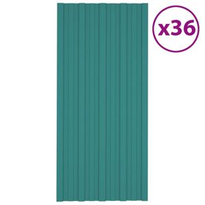 vidaXL tagplader 36 stk. 100x45 cm galvaniseret stål grøn