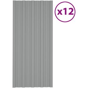 vidaXL tagplader 12 stk. 100x45 cm galvaniseret stål grå