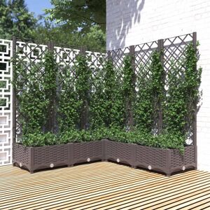 vidaXL plantekasse med espalier 120x120x121,5 cm PP brun