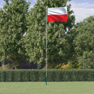 vidaXL Polen flag og flagstang 6,23 m aluminium