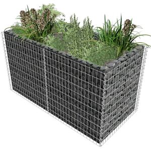 vidaXL gabion-højbed stål 180x90x100 cm sølvfarvet