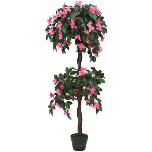 vidaXL kunstig rhododendron med krukke 155 cm grøn og pink