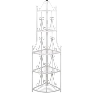 vidaXL Hjørne Plantestativ Hvid