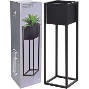 H&S Collection blomsterkrukke på stativ metal 70 cm sort