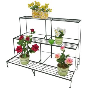 HI blomsterstativ med 3 hylder 100x60x75 cm sort