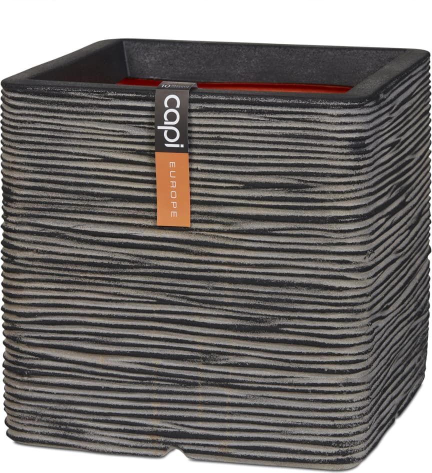 Capi plantekrukke Nature Rib firkantet 50 x 50 cm antracitgrå Capi plantekrukke Nature Rib firkantet 50 x 50 cm antracitgrå