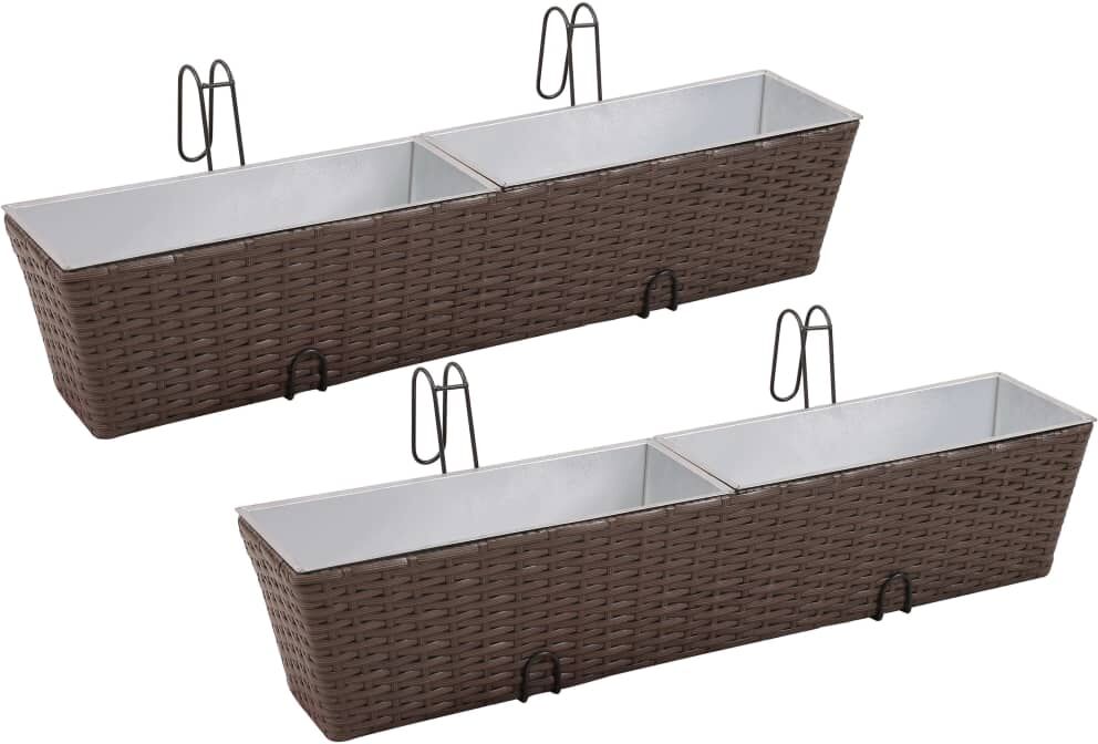 vidaXL Flower boks til altan 2-Pack rattan / zink brun 80cm vidaXL Flower boks til altan 2-Pack rattan / zink brun 80cm