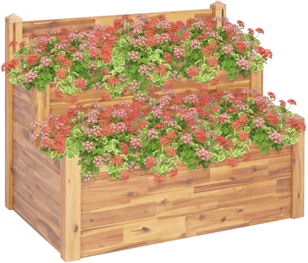 vidaXL plantekasse i 2 niveauer 110 x 75 x 84 cm massivt akacietræ vidaXL plantekasse i 2 niveauer 110 x 75 x 84 cm massivt akacietræ