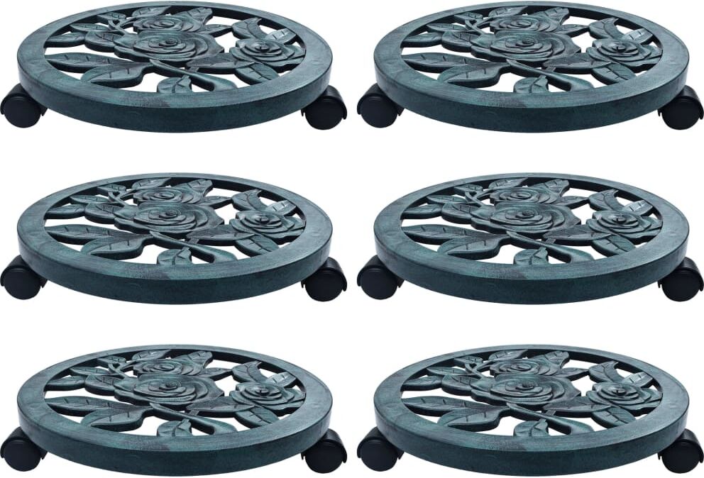 vidaXL plantevogne 6 stk. 38 cm plastik grøn