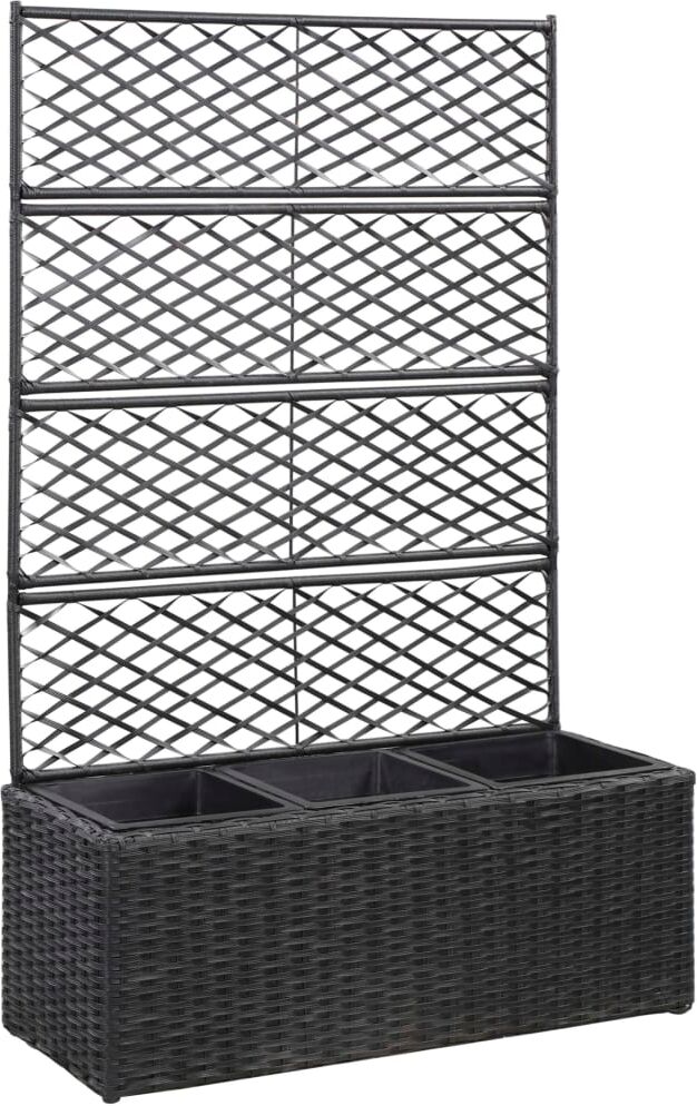 vidaXL espalier med plantekasse 3 krukker 83x30x130 cm polyrattan sort vidaXL espalier med plantekasse 3 krukker 83x30x130 cm polyrattan sort