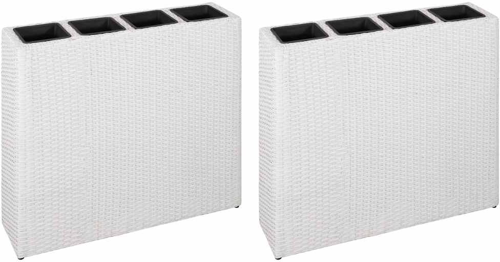 vidaXL plantekasser med 4 krukker 2 stk. polyrattan hvid vidaXL plantekasser med 4 krukker 2 stk. polyrattan hvid