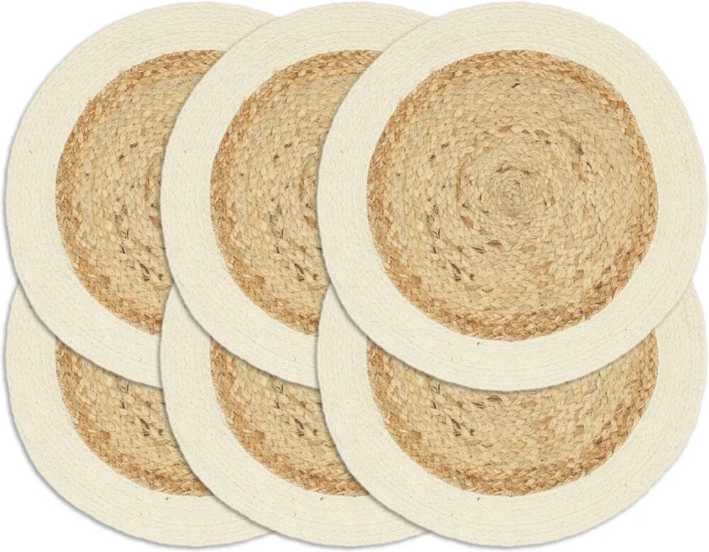 vidaXL dækkeservietter 6 stk. rund 38 cm jute og bomuld naturfarvet vidaXL dækkeservietter 6 stk. rund 38 cm jute og bomuld naturfarvet