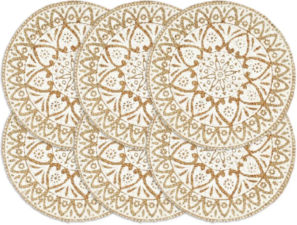 vidaXL dækkeservietter 6 stk. rund 38 cm jute hvid vidaXL dækkeservietter 6 stk. rund 38 cm jute hvid