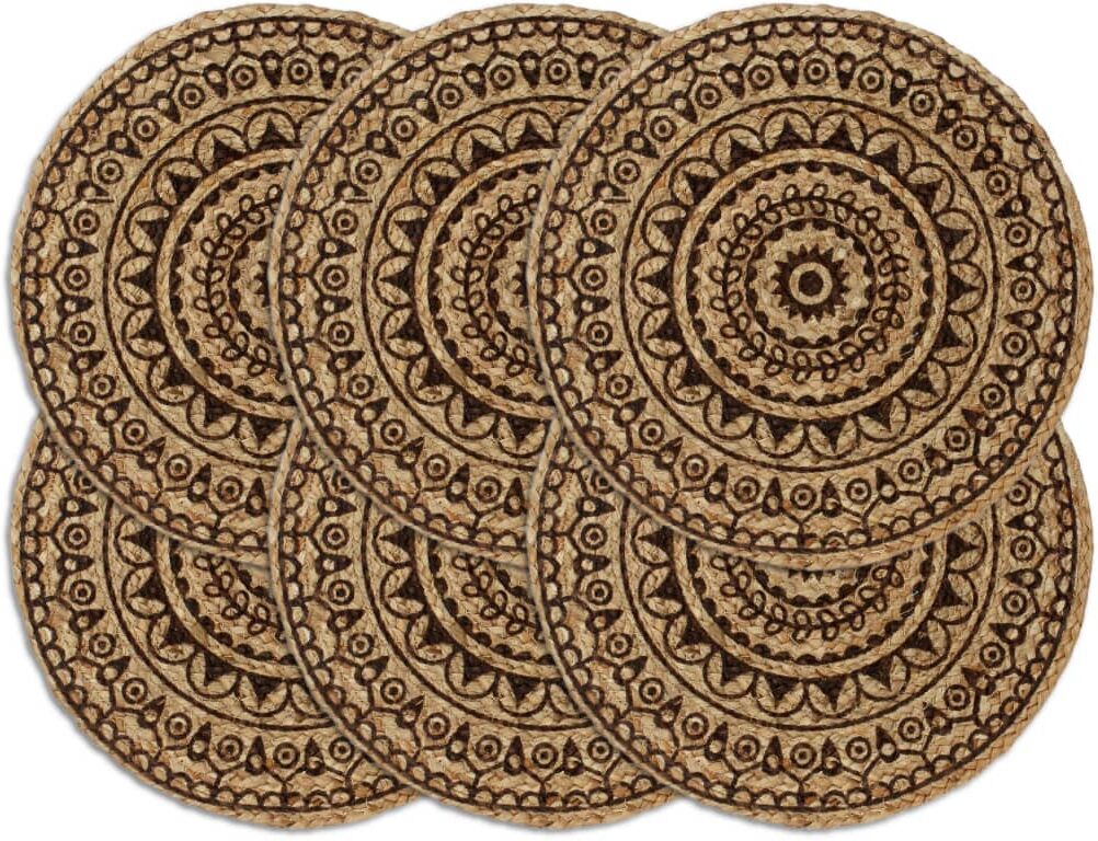 vidaXL dækkeservietter 6 stk. rund 38 cm jute mørkebrun vidaXL dækkeservietter 6 stk. rund 38 cm jute mørkebrun