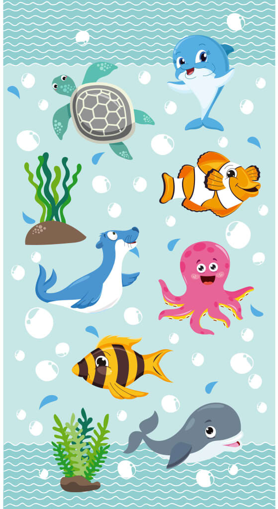 Good Morning badehåndklæde SEAWORLD 75x150 cm aquablå Good Morning badehåndklæde SEAWORLD 75x150 cm aquablå