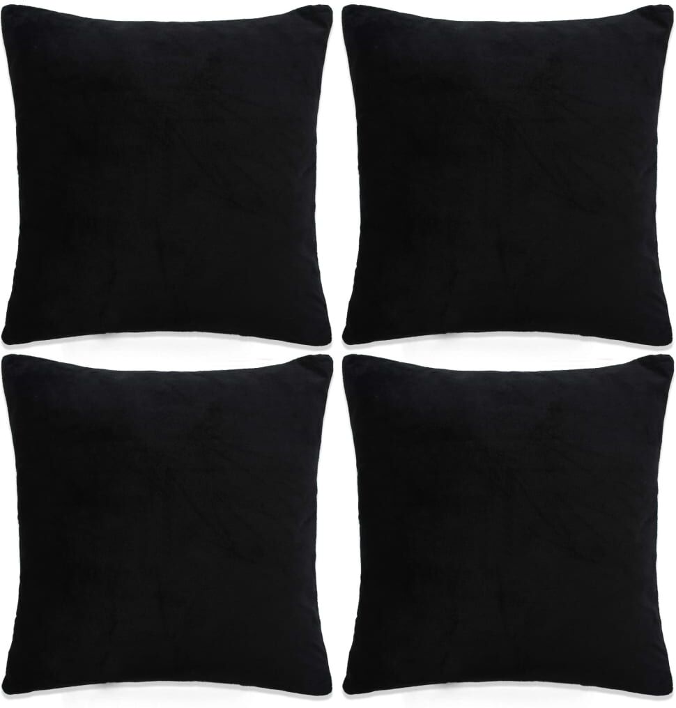 vidaXL pudebetræk 4 stk. velour 80 x 80 cm sort vidaXL pudebetræk 4 stk. velour 80 x 80 cm sort