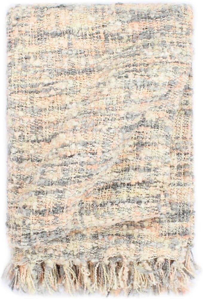 vidaXL plaid 125 x 150 cm pink/hvid/grå vidaXL plaid 125 x 150 cm pink/hvid/grå